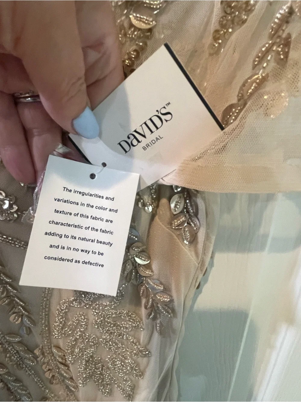 David's Bridal Champagne Beaded V-Neck Maxi Dress Formal Gown NWT - Picture 6 of 16